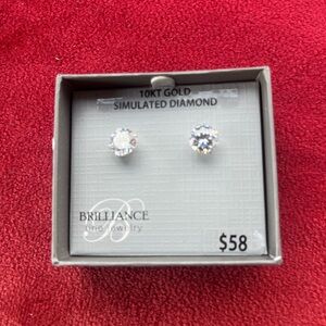 10KT Gold Simulated Diamond Stud Earrings